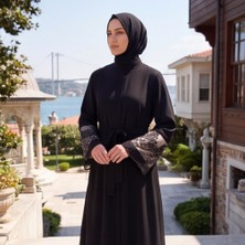 Zeynep Uyanık Beyaz Sündüs Asil Dantel Ferace  – Kuşaklı & Fermuarlı Özel Tasarım
