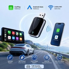 Plentiful Kablosuz Carplay & Android Auto Mini 2'si 1 Arada USB Dönüştürücü | Type-C Otg Destekli