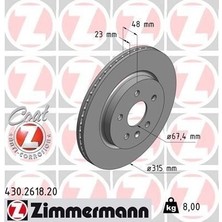 Zimmermann Zımmermann 430.2618.20 - Arka Fren Aynası Insıgnıa A 08 Saab 9-5 YS3G 10 17 Jant-18 Jant 315×22.9X5DLXHAVALI