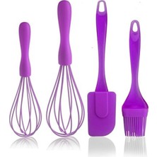 Empressco Pratik 4 Parça Silikon Çırpıcı ve Spatula Seti, Mutfağınıza Renk Katın