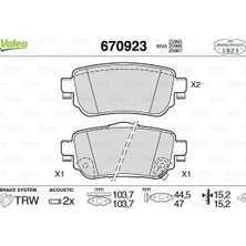 Valeo 670923 - Arka Fren Balata Renault Kadjar 15 Koleos Iı 18 / Nıssan Qashqaı 1.6l Dci R9M Dizel 11- / X-Traıl 1.6l Dci T32 12-