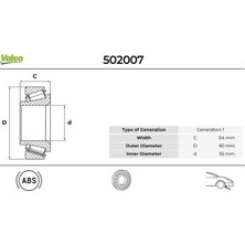 Valeo 502007 - Ön Teker Rulmanı Fıat Ducato 06 Cıtro N Jumper Iı 06 Peugeot Boxer 06 54×90X55