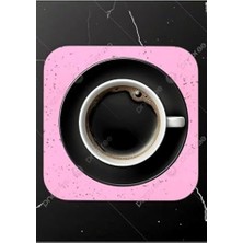 NY Home Usin Oval Kum Desen Bilek Destekli Mouse Pad + 2 Adet Kupa Fincan Bardak Altlığı Altlık Set (Pembe)