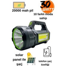 Elma Shop OR-T95 30W Solar Powerbank ve Ultra Parlak LED Fener 1km Menzilli El Feneri 6-8 Saat Kullanım
