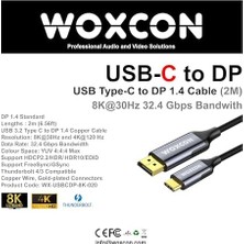 NY Home Usb-C To Display Port Cable, Dp1.4, USB 3.2 Standart, 8k 30Hz, 4K 120Hz Desteği, Thunderbolt 4, Thunderbolt 3, 2 Metre, En Yeni Model