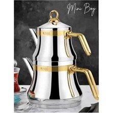 Empressco Naz Çaydanlık, Altın Kemerli, 2 No, Mini Boy, Şık ve Kullanışlı Tasarım