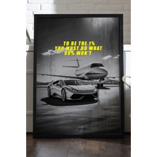 Duvarda Araba Motivasyon Siyah Ahşap Çerçeveli Poster, Dekoratif Araba Duvar Tablosu
