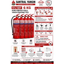 Santral Yangın 6 kg Kuru Kimyevi Tozlu Yangın Söndürme Tüpü 5'li Hediyeli Set