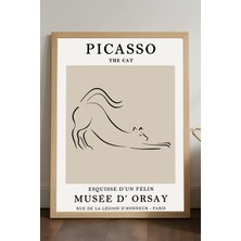 Duvarda Pablo Picasso Doğal Ahşap Çerçeveli Poster, Dekoratif Sanatsal Duvar Tablosu
