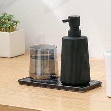 Yağmur Store Aputue Banyo Için Küçük Sabunluk, Siyah Tasarımlı Modern Çiftlik Evi Çizgili Stil Plastik El Sabunu Bulaşık Sabun Dispanseri, Pompalı Mat Siyah, Mutfak Için Sabun Dispanseri