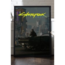 Duvarda Cyberpunk Siyah Ahşap Çerçeveli Poster, Dekoratif Oyun Duvar Tablosu