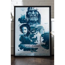 Duvarda Game Of Thrones Siyah Ahşap Çerçeveli Poster, Dekoratif Dizi Duvar Tablosu