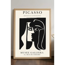 Duvarda Pablo Picasso Doğal Ahşap Çerçeveli Poster, Dekoratif Sanatsal Duvar Tablosu