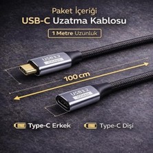 NY Home Örgü Kablo 1mt Type-C Uzatma Kablosu 10GBPS Veri ve Görüntü Aktarım 5A Pd Hızlı Şarj Kablo