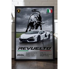 Duvarda Lamborghini Revuelto Siyah Ahşap Çerçeveli Poster, Dekoratif Araba Duvar Tablosu