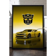 Duvarda Chevrolet Camaro Siyah Ahşap Çerçeveli Poster, Dekoratif Araba Duvar Tablosu