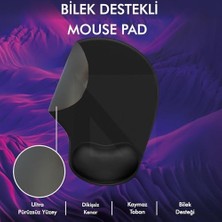 NY Home MP01 - Elips Bilek Destekli Mouse Pad | Konforlu, Kaymaz Taban, Ergonomik, Yumuşak, Ev,ofis (Siyah)