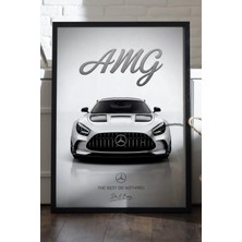 Duvarda Mercedes Amg Gt Black Series Siyah Ahşap Çerçeveli Poster, Dekoratif Araba Duvar Tablosu