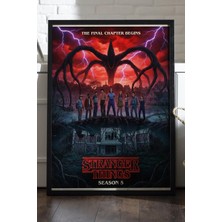 Duvarda Stranger Things Siyah Ahşap Çerçeveli Poster, Dizi Duvar Tablosu