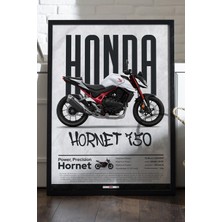 Duvarda Honda Hornet 750 Siyah Ahşap Çerçeveli Poster, Dekoratif Motosiklet Duvar Tablosu
