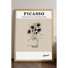 Duvarda Pablo Picasso Doğal Ahşap Çerçeveli Poster, Dekoratif Sanatsal Duvar Tablosu