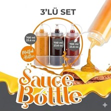 NY Home 3'lü Sos Şişesi Paketi (700 Ml) - Sızdırmaz Kapaklı Ketçap, Mayonez ve Sos Sıkma Şişesi Takımı