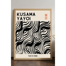 Duvarda Yayoi Kusama Doğal Ahşap Çerçeveli Poster, Dekoratif Sanatsal Duvar Tablosu
