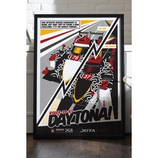 Duvarda Formula 1 Daytona Siyah Ahşap Çerçeveli Poster, Spor Araba Yarış Duvar Tablosu