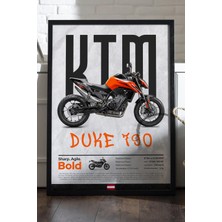 Duvarda Ktm Duke 790 Siyah Ahşap Çerçeveli Poster, Dekoratif Motosiklet Duvar Tablosu