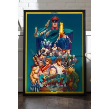 Duvarda Street Fighter Siyah Ahşap Çerçeveli Poster, Dekoratif Oyun Duvar Tablosu