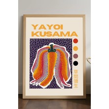 Duvarda Yayoi Kusama Doğal Ahşap Çerçeveli Poster, Dekoratif Sanatsal Duvar Tablosu