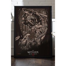 Duvarda The Witcher Siyah Ahşap Çerçeveli Poster, Dekoratif Oyun Duvar Tablosu