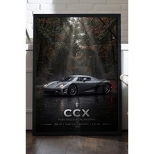 Duvarda Koenigsegg Ccx Siyah Ahşap Çerçeveli Poster, Dekoratif Araba Duvar Tablosu