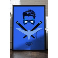 Duvarda Gotham Knights Siyah Ahşap Çerçeveli Poster, Dekoratif Oyun Duvar Tablosu