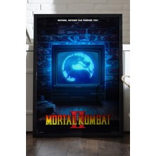 Duvarda Mortal Kombat Siyah Ahşap Çerçeveli Poster, Dekoratif Oyun Duvar Tablosu