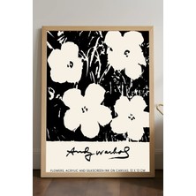 Duvarda Flowers Doğal Ahşap Çerçeveli Poster, Dekoratif Sanatsal Duvar Tablosu