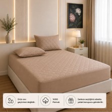 Yağmur Store Formeya Yatak Koruyucu Alez Kapitone Kahverengi RENK%100 Pamuk Fitted Alez Çarşaf 90 x 190