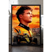 Duvarda Lando Norris Siyah Ahşap Çerçeveli Poster, Dekoratif Formula 1 Duvar Tablosu
