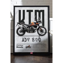 Duvarda Ktm Adv 890 Siyah Ahşap Çerçeveli Poster, Dekoratif Motosiklet Duvar Tablosu