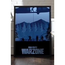 Duvarda Call Of Duty Warzone Siyah Ahşap Çerçeveli Poster, Dekoratif Oyun Duvar Tablosu