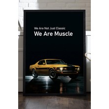 Duvarda Ford Mustang Mach 1 Siyah Ahşap Çerçeveli Poster, Dekoratif Araba Duvar Tablosu