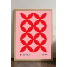 Duvarda Bauhaus Doğal Ahşap Çerçeveli Poster, Dekoratif Sanatsal Duvar Tablosu