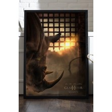 Duvarda Gladyatör Siyah Ahşap Çerçeveli Poster, Dekoratif Film Duvar Tablosu