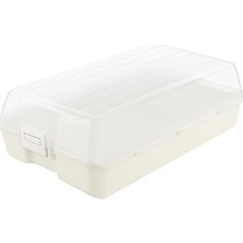 NY Home Şeffaf Kapaklı Buzdolabı Düzenleyici Kutu | 32X18 cm Plastik Gıda Organizeri | Kar Beyaz Taban | Kapaklı Saklama Kutusu, Buzdolabı ve Mutfak Için Pratik Çözüm