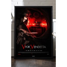 Duvarda V For Vendetta Siyah Ahşap Çerçeveli Poster, Film Duvar Tablosu