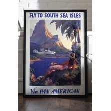 Duvarda South Sea Isles Siyah Ahşap Çerçeveli Poster, Dekoratif Seyahat Duvar Tablosu