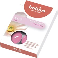 Yağmur Store Bolsius Kokulu Tealight Mum, Manolya Kokulu, Pembe Renkli, 6'lı Paket, 4 Saatlik Yanma Süresi - Ev Mumu - Iç Dekorasyon - Doğal Özler - Doğal Vegan Balmumu Içerir - Palmiye Yağı Içermez