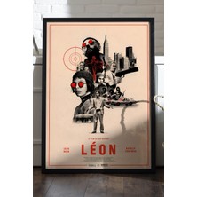 Duvarda Leon Siyah Ahşap Çerçeveli Poster, Film Duvar Tablosu