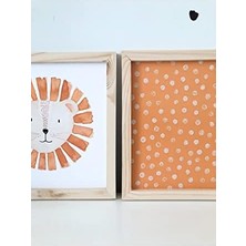 Yağmur Store Hediyenikap Çocuk Odası Aslan Temalı Çerçeveli Set Tek Ebat HDYNKPKPY-00053