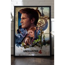 Duvarda Uncharted Siyah Ahşap Çerçeveli Poster, Dekoratif Oyun Duvar Tablosu